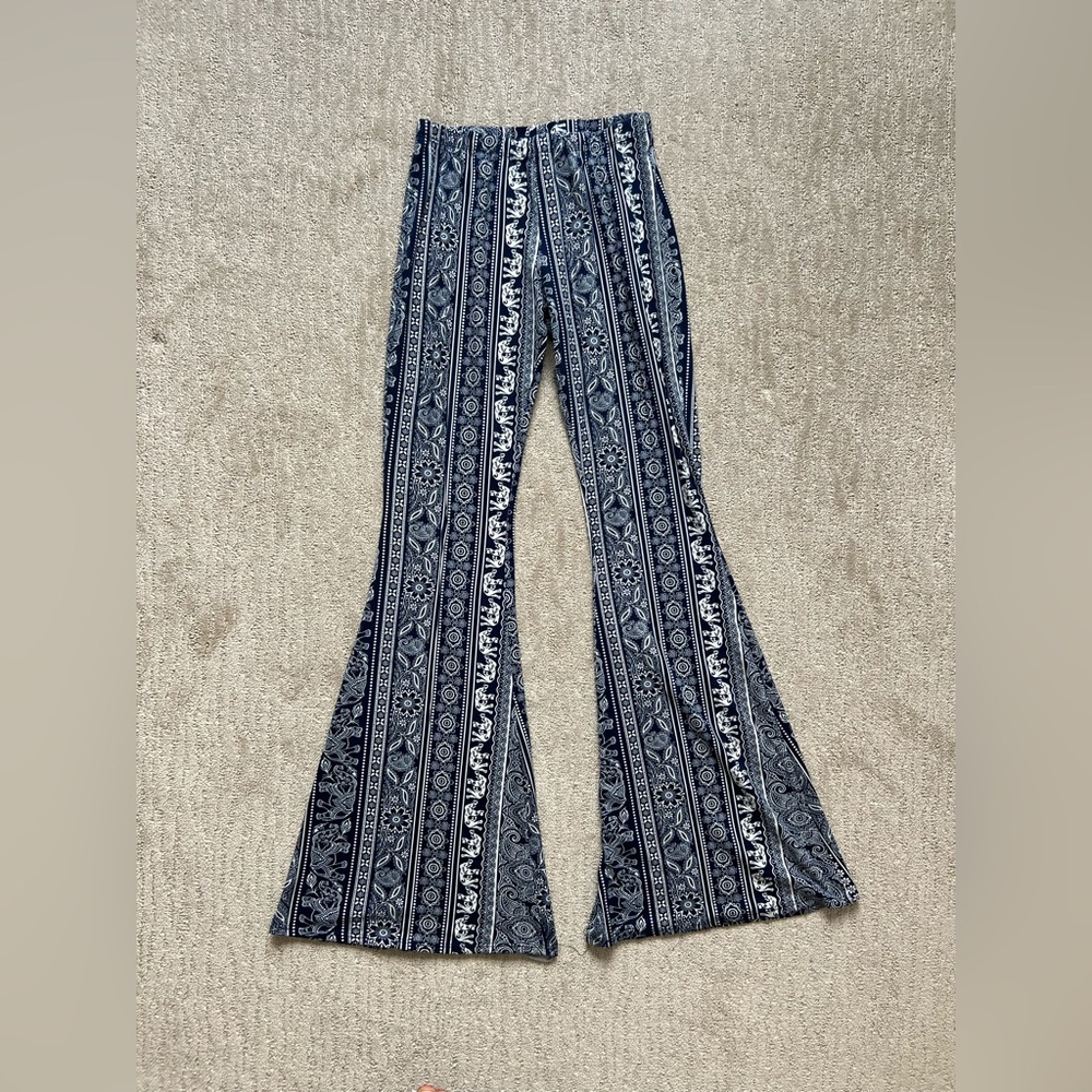 Patterned Flare Pants in Black and White